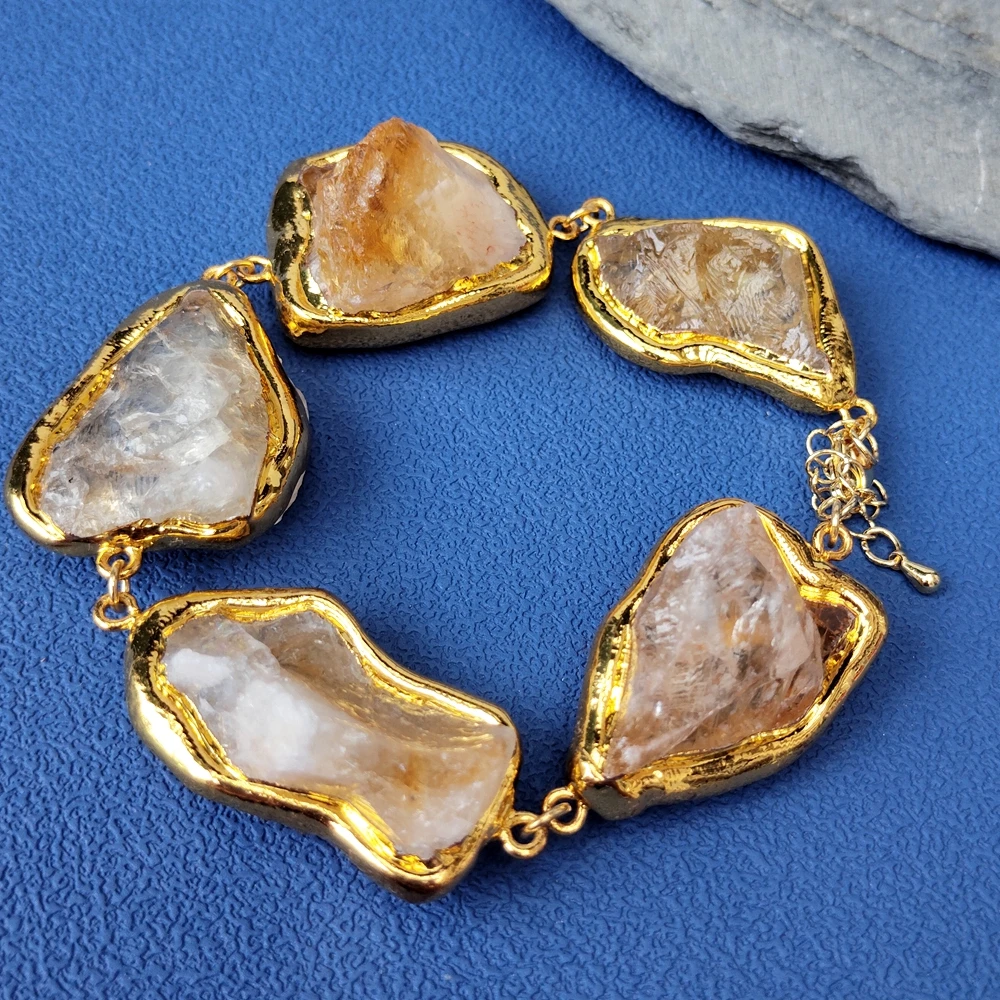 

27x34mm Natural Yellow Citrine Rough Raw Cuff Bangle Bracelets