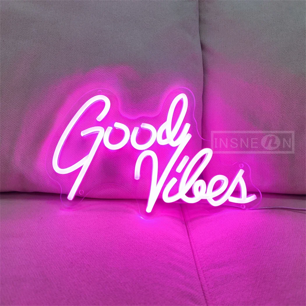 

Good Vibes Decor Lights USB-Powered With Switch LED Neon Signs For Bedroom Wall Decor Wedding Game Room Party Neon Signs Lights