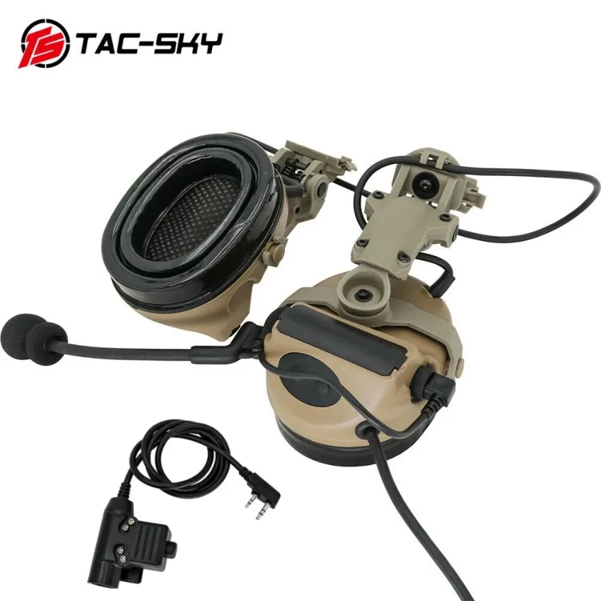 

TAC-SKY Comtac II Tactical Headset Hearing Protection Helmet ARC Rail Bracket Version Shooting Electronic Earmuffs and U94 PTT