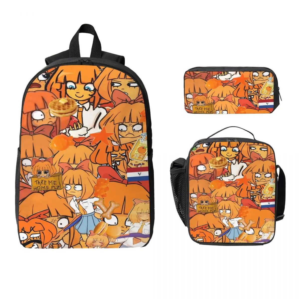 

3Pcs Ongezellig Mymy Yana Backpack Set for Boy Girl Pen Bags Bookbag Sets with Lunch Box For School Students Knapsack