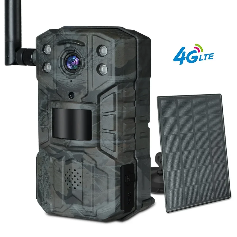 4G LTE Solar Hunting Trail Camera EU Plug 14MP 4g SIM Card 20M PIR Motion Detection Wildlife Camera with 30M Night Vision Device