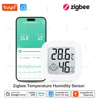 Tuya ZigBee sıcaklık ve nem sensörü LCD dijital ekran App uzaktan monitör akıllı ev higrometre Alexa Google ile çalışır
