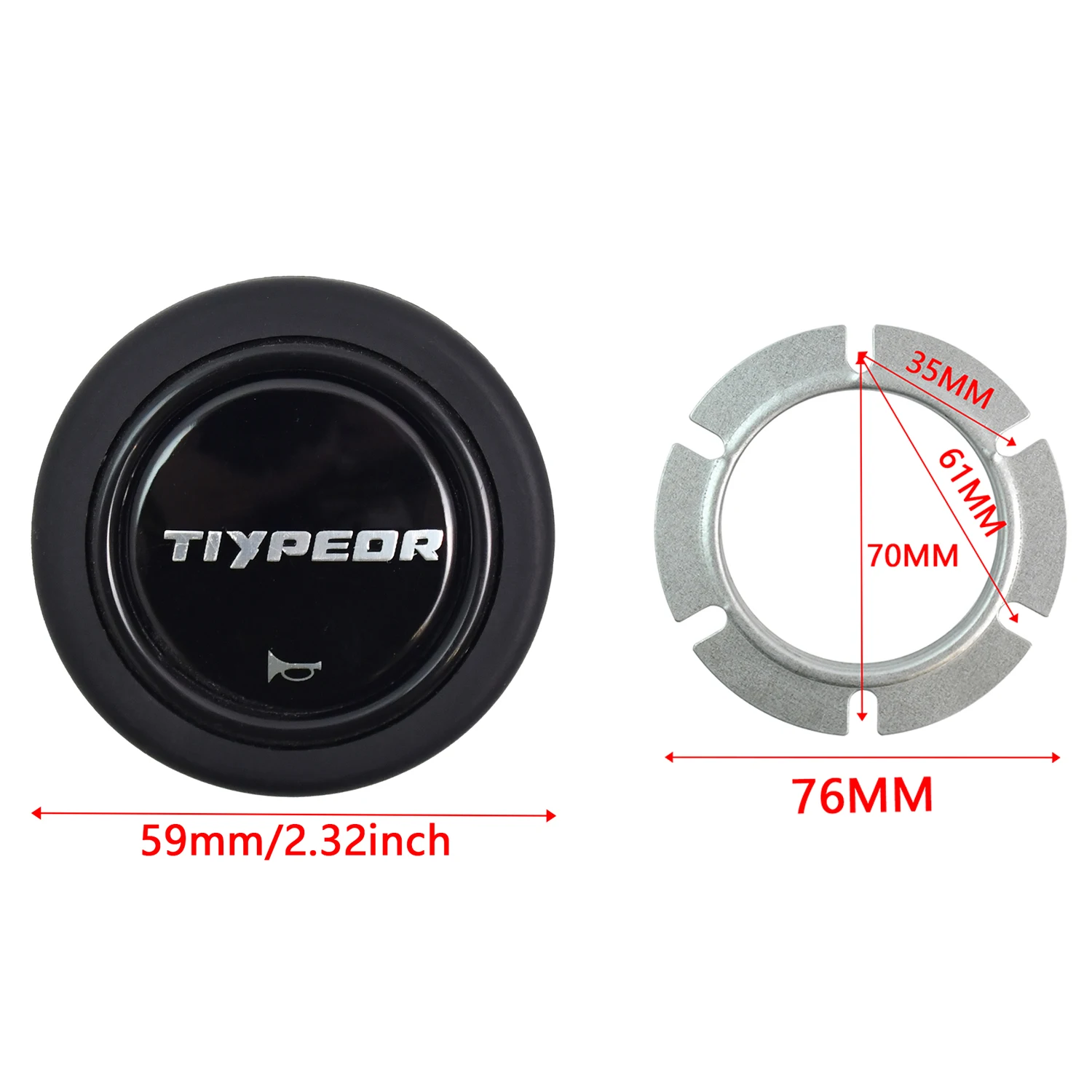 

Tiypeor Aluminum Universal Modified Car Speaker Control Cover Racing Steering Wheel Horn Button JDM Stylistic