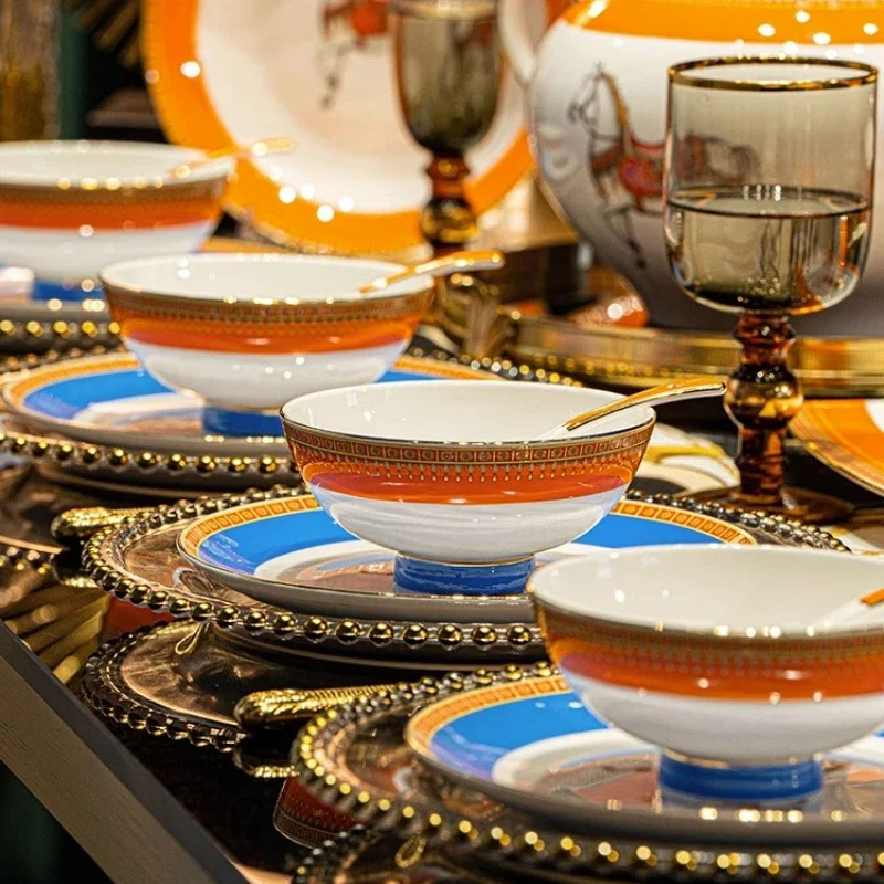 Guests Party Luxury Tableware Home Dinner Wedding Fine Dishes Sets Catering Supplies Vajillas Para Cocina Dinnerware Sets Plate