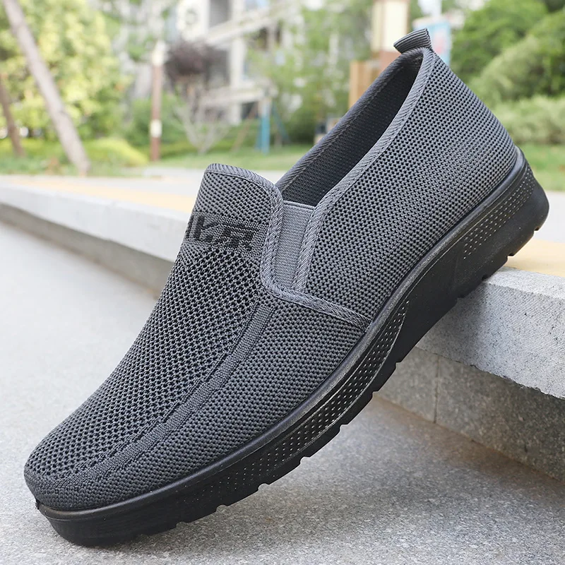 Men's shoes, polyurethane men's fly-knit slip-on soft-soled casual shoes, sneakers