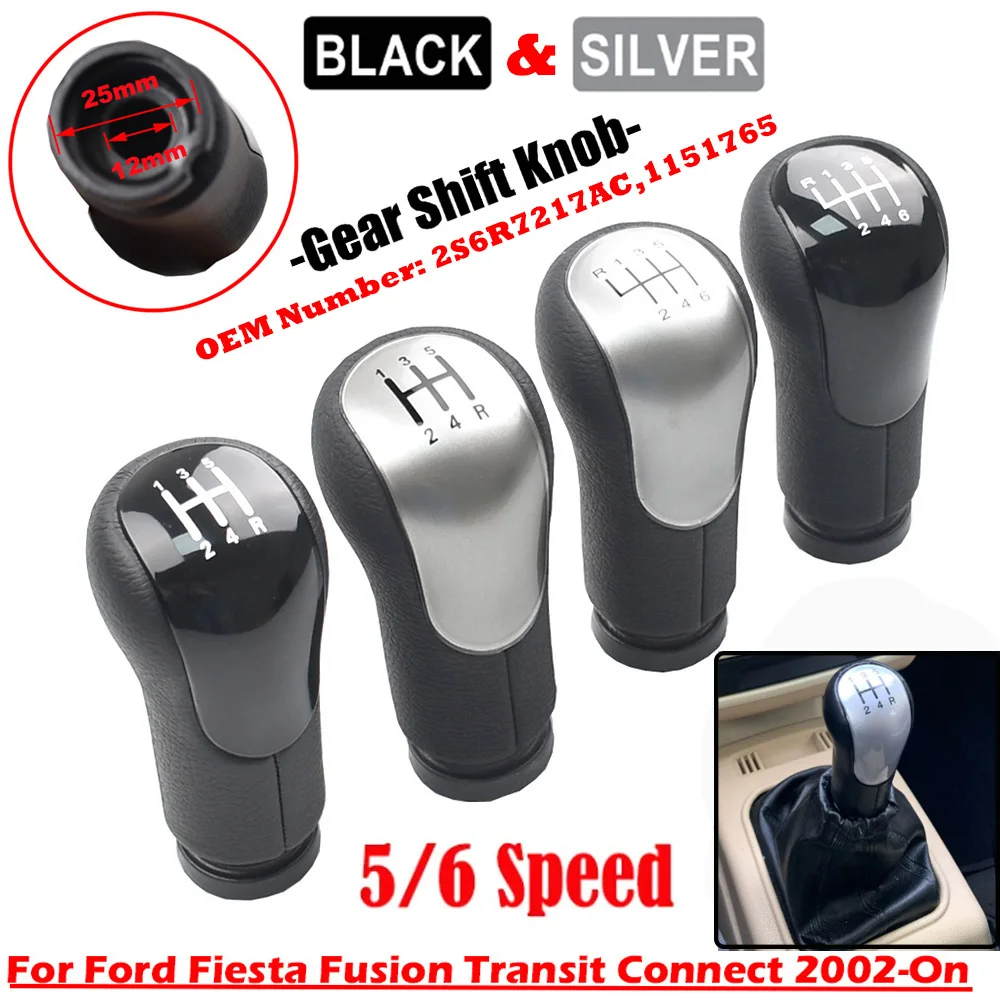 For Ford Fiesta Fusion Transit Connect 2002-On Manual 5 6 Speed Gear Shift Shifter Knob OEM#: 2S6R7217AC,1151765