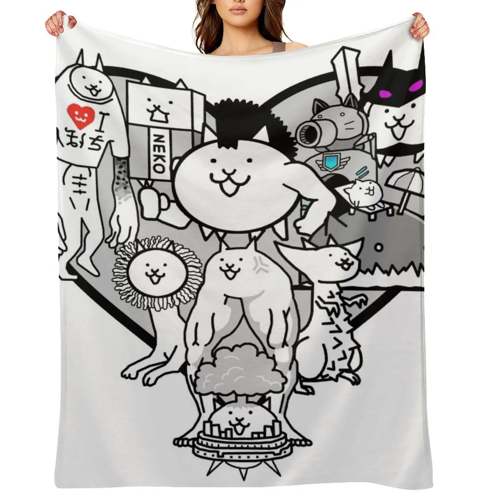 

Battle Cats True Form Mural Throw Blanket Warm Plush Multi-Purpose Soft Big Blankets