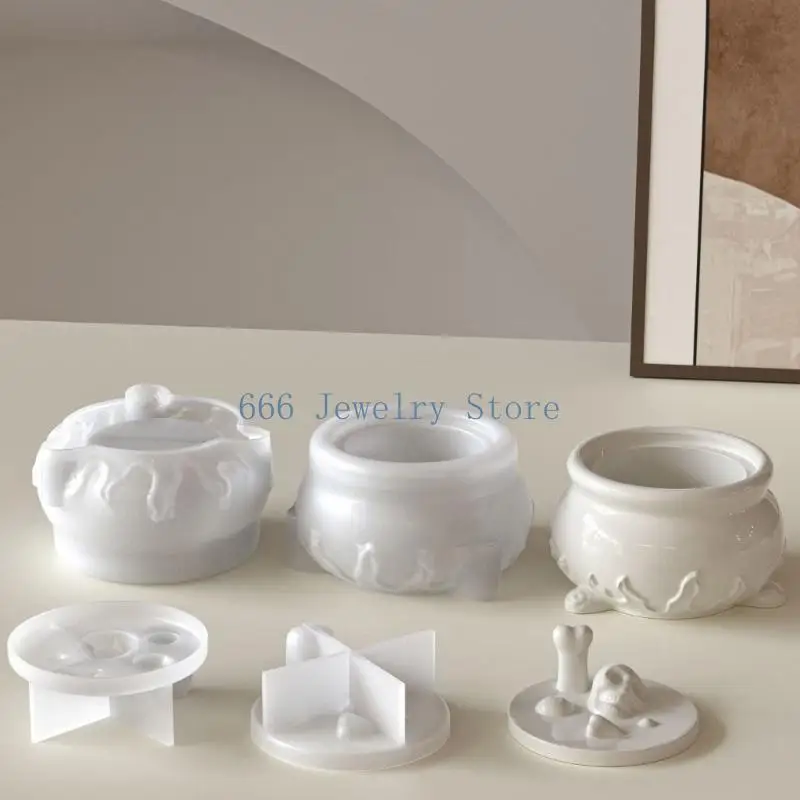 

F2TD Flexible Skull Silicone Mold Tear Resistant Candy Storage Jar Moulds Suitable for Halloween Crafts and Home Decorating