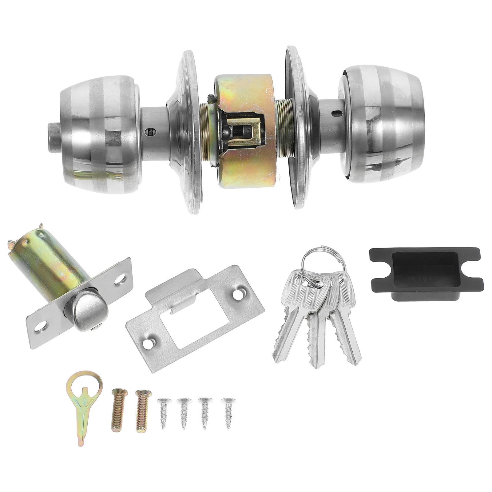 

Stainless Steel Set Bedroom Bathroom Home Hotel Key Privacy Handles Round Keyed For Commercial Classroom Doors Durable Security