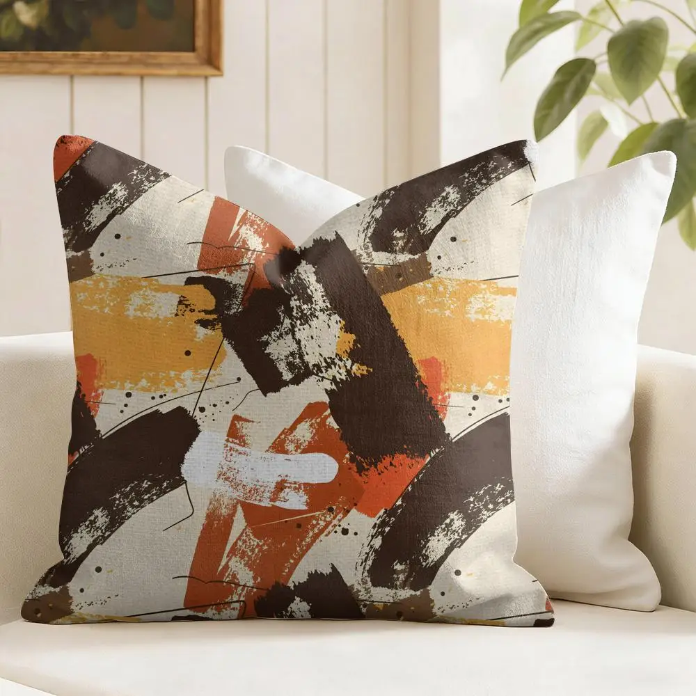 Modern Graffiti Stroke Prints Cushion Cover Natural Linen Organic Fabric Double-Sided Printing Breathable Perfect Gift For Decor