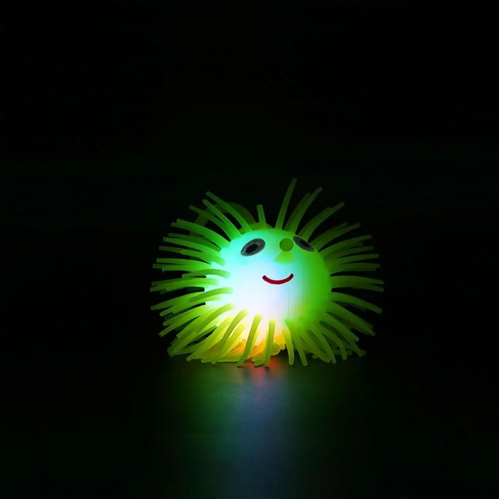 Anti Stress Color Random Baby Elastic Toy Kids Gifts LED Light Up Toy Vent Ball Glowing Hair Flash Ball Elastic Glow Hair Ball