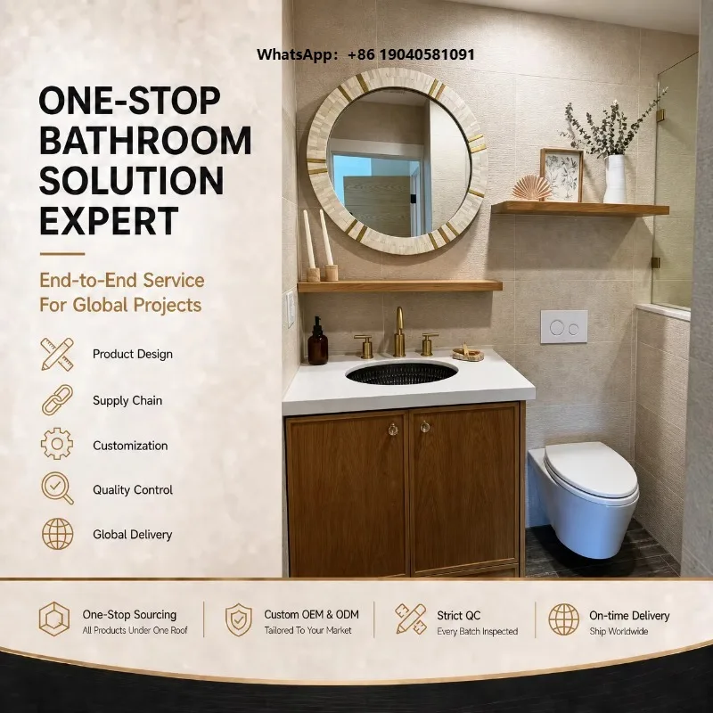Heavy-Duty Durable Luxury Marble Whole Bathroom Set Custom Wall-Mounted Mirror Lighting Vanity Smart Toilet for Builder