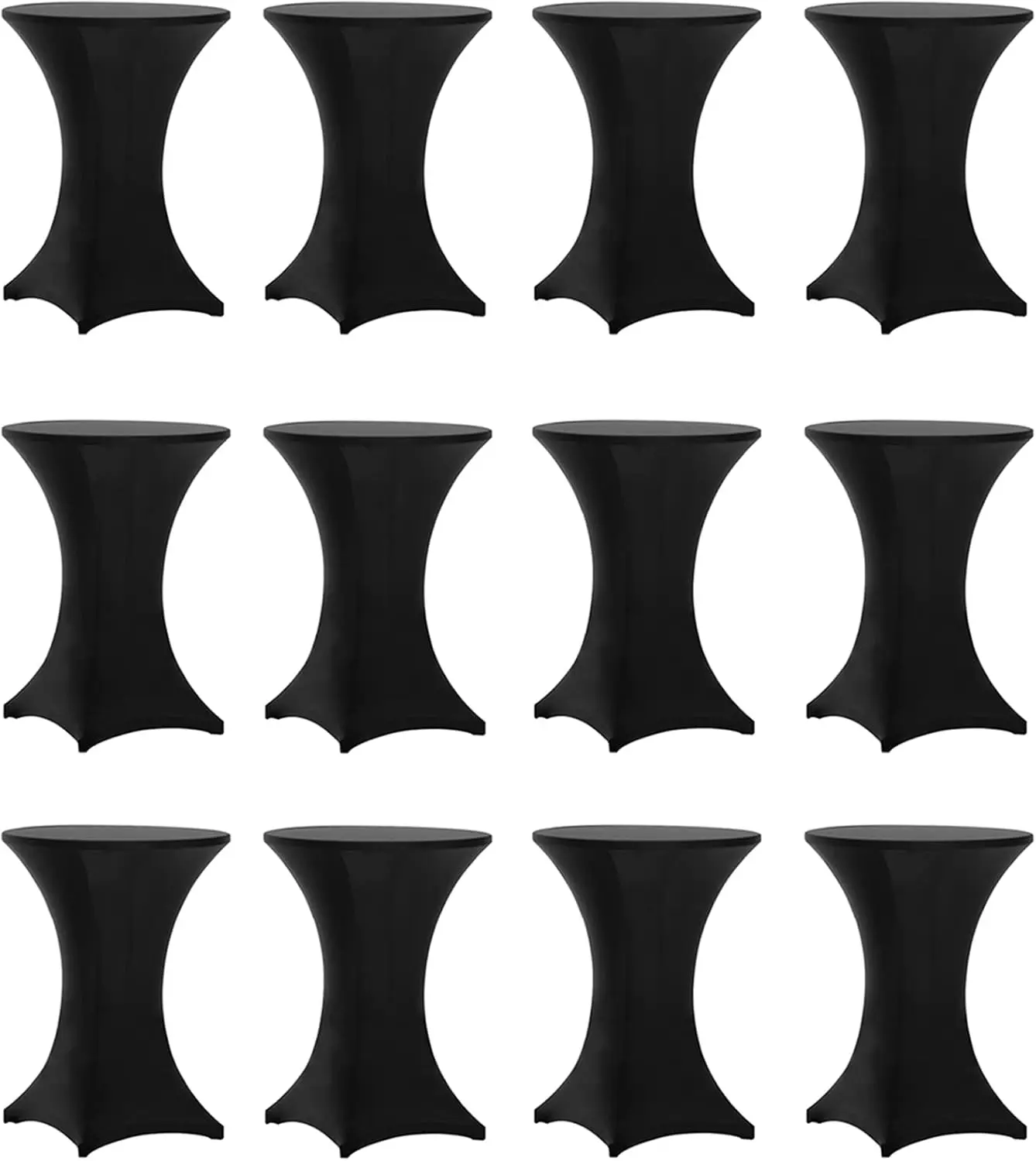 

12 Pack 32x43 Inch Highboy Spandex Cocktail Table Cover Black, Fitted Stretch Cocktail Tablecloth for