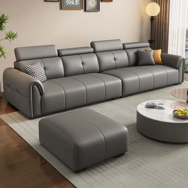 Ecological leather sofa living room household size straight row