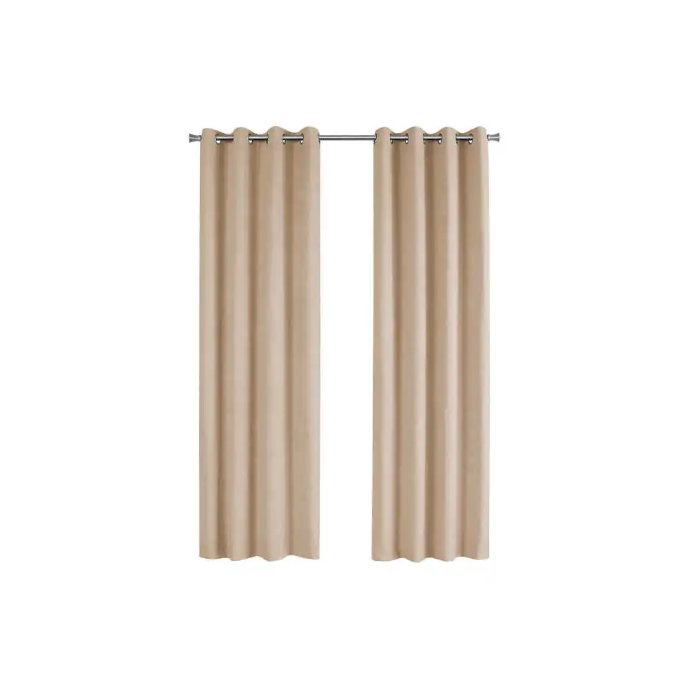 

Curtain Panel, 2pcs Set,Room Darkening, Grommet, Living Room, Bedroom, Kitchen, Beige Micro Suede, Contemporary, Modern