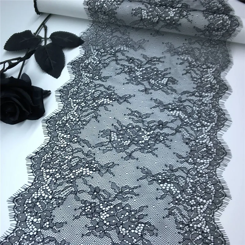 (3m/Lot) Eyelash Lace For Needlework 22.5cm IDY Lace Trim Chantilly Sewing Fabric Lace For Sewing Clothes