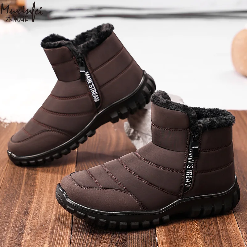 Zapatos deportivos informales de algodón para hombre, nuevos zapatos de invierno, botas de nieve gruesas de terciopelo versátiles para exteriores, resistentes al desgaste