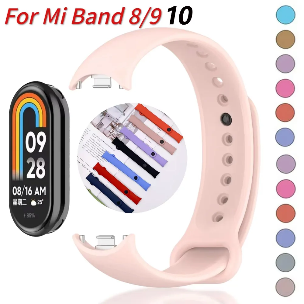 

Soft Silicone Strap for Xiaomi Mi Band 10/9 Smart Watch Breathable Bracelet for Mi Band 8/9/10 Replaceable Wristband Accessories