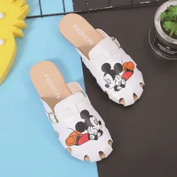 Disney cartoon Mickey pantofole estate femminile new wild fashion scarpe da spiaggia sandali piatti studenti Baotou half drag