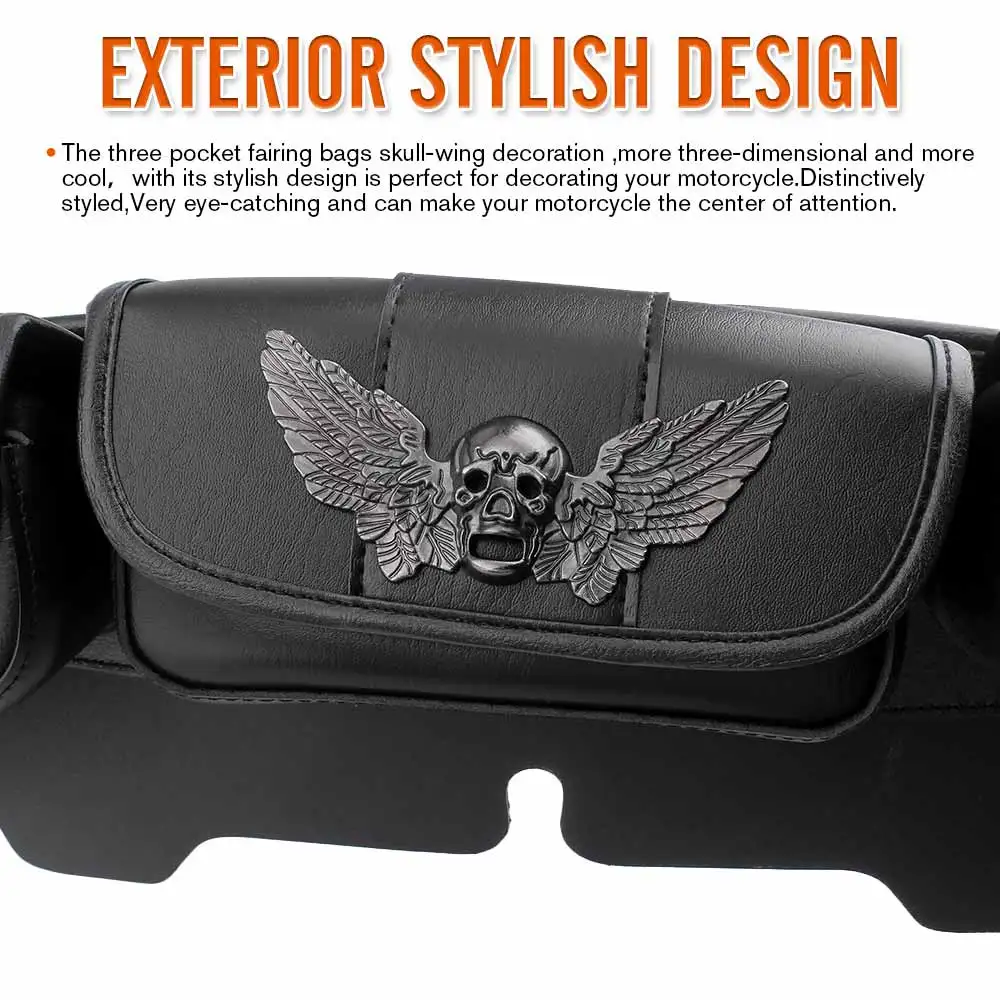 Motorcycle Accessories 1 Pcs 3 Compartments Front Windshield Bag Black For Harley-Davidson 1996-2013 FL FLH FLHX FLHS FLHT FLHTC