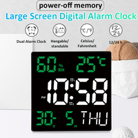 Multifunctional Digital Alarm Clock Temp /Humidity Display Dual Alarms Large Screen Wall Clock Charging Desktop Clock Home Decor
