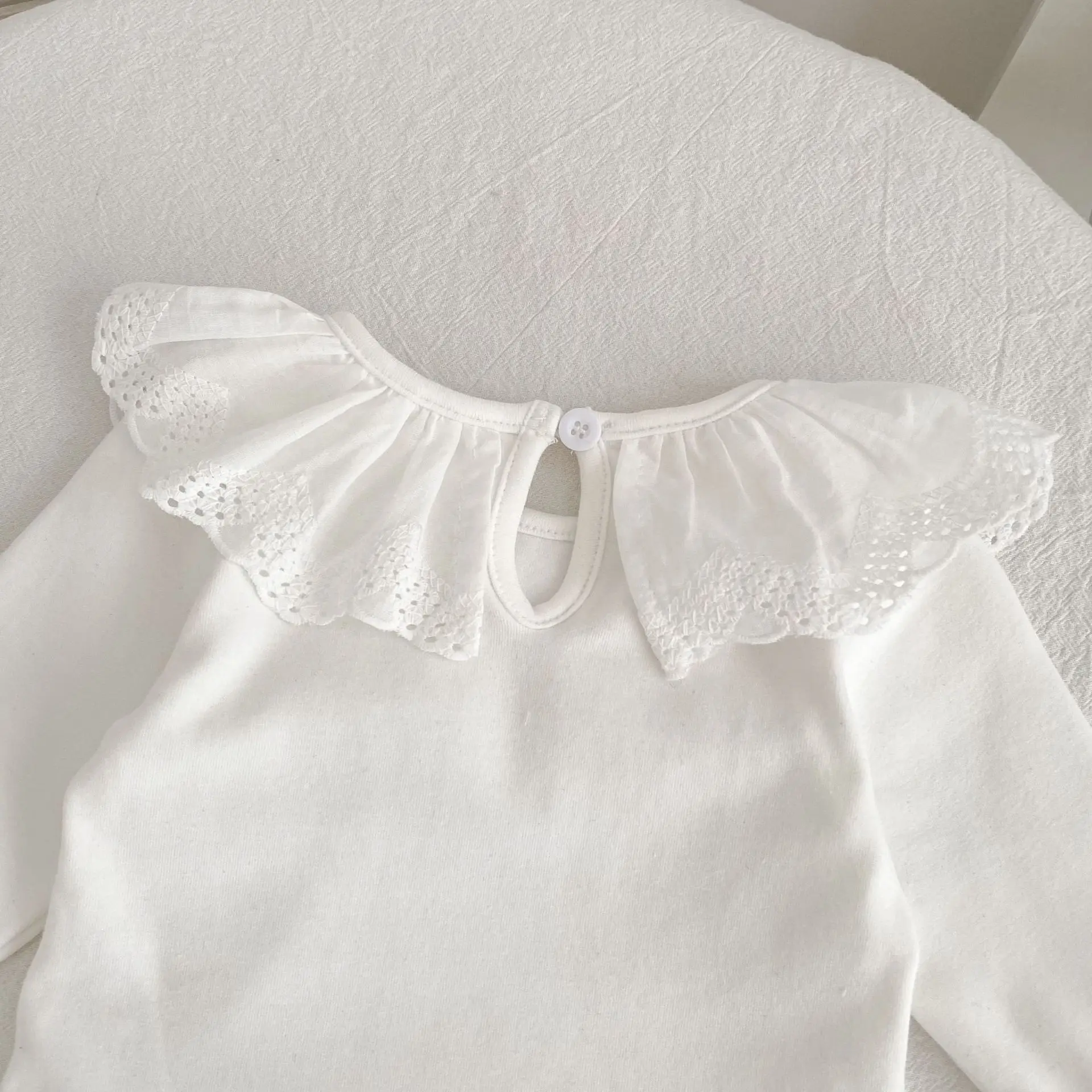 0-24M Herbst Baby Mädchen Romper Baby Mädchen Kleidung Kleinkind Neue Mädchen Spitze Kragen Strampler Baumwolle Weiß Infant baby Mädchen Overall – Detail 12
