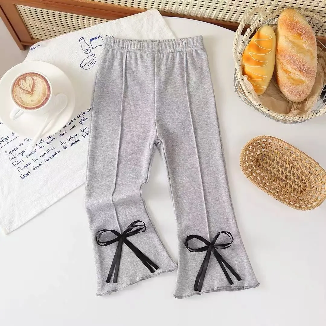 Girls' all-season versatile flared pants  trendy Korean style micro flared pants cotton stretchy leggings for girls.