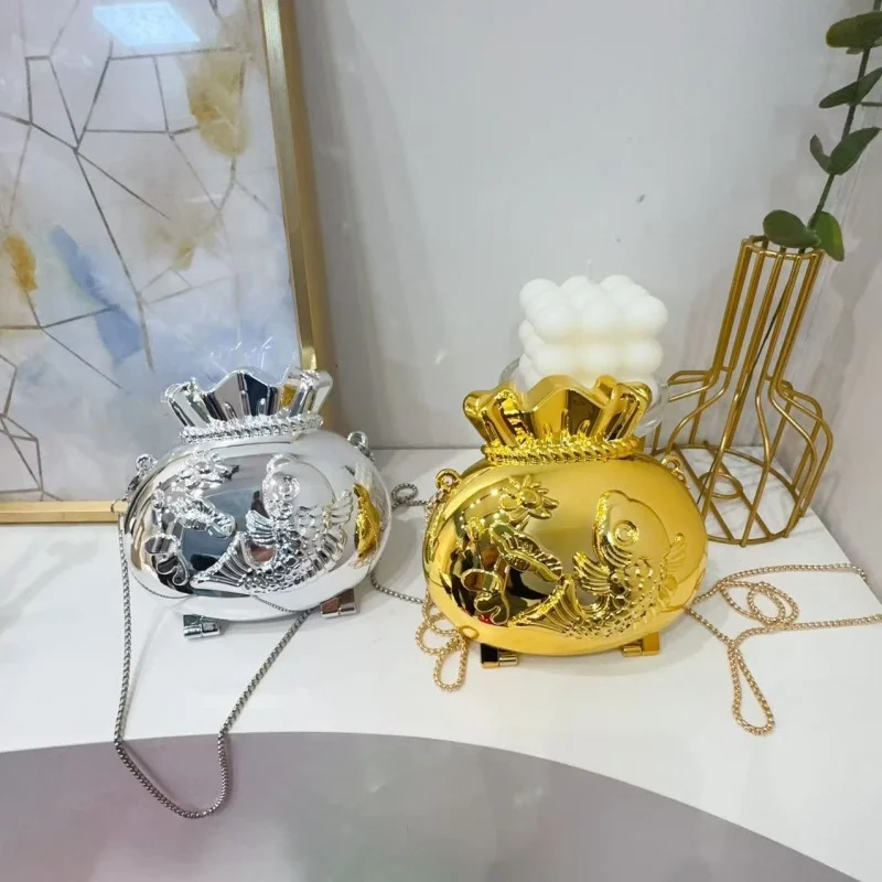 Einzigartige Geldtasche aus Acryl, modische Handtasche mit Mini-Koi-Design, diagonale Umhängetasche mit Kette