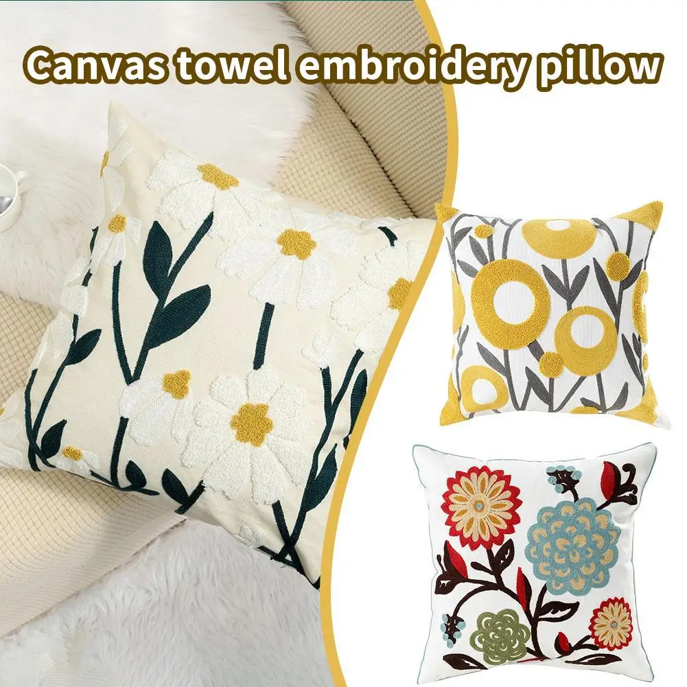 

Canvas Floral Embroidered Cushion Cover Funiture Protector Couch Covers Sofa Cushion Pillow Cover Household Supplies