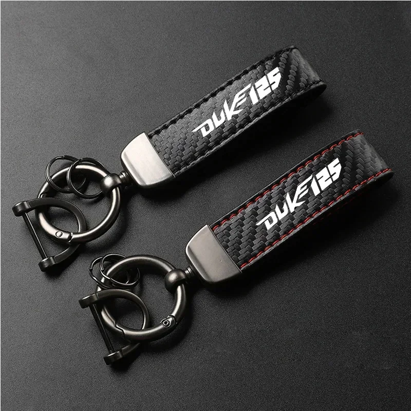 1PCS Motorcycle PU Leather Carbon Fiber Pattern Keychain Accessories For DUKE 125 200 250 390 DUKE 990 1290 DUKE Motorcycle