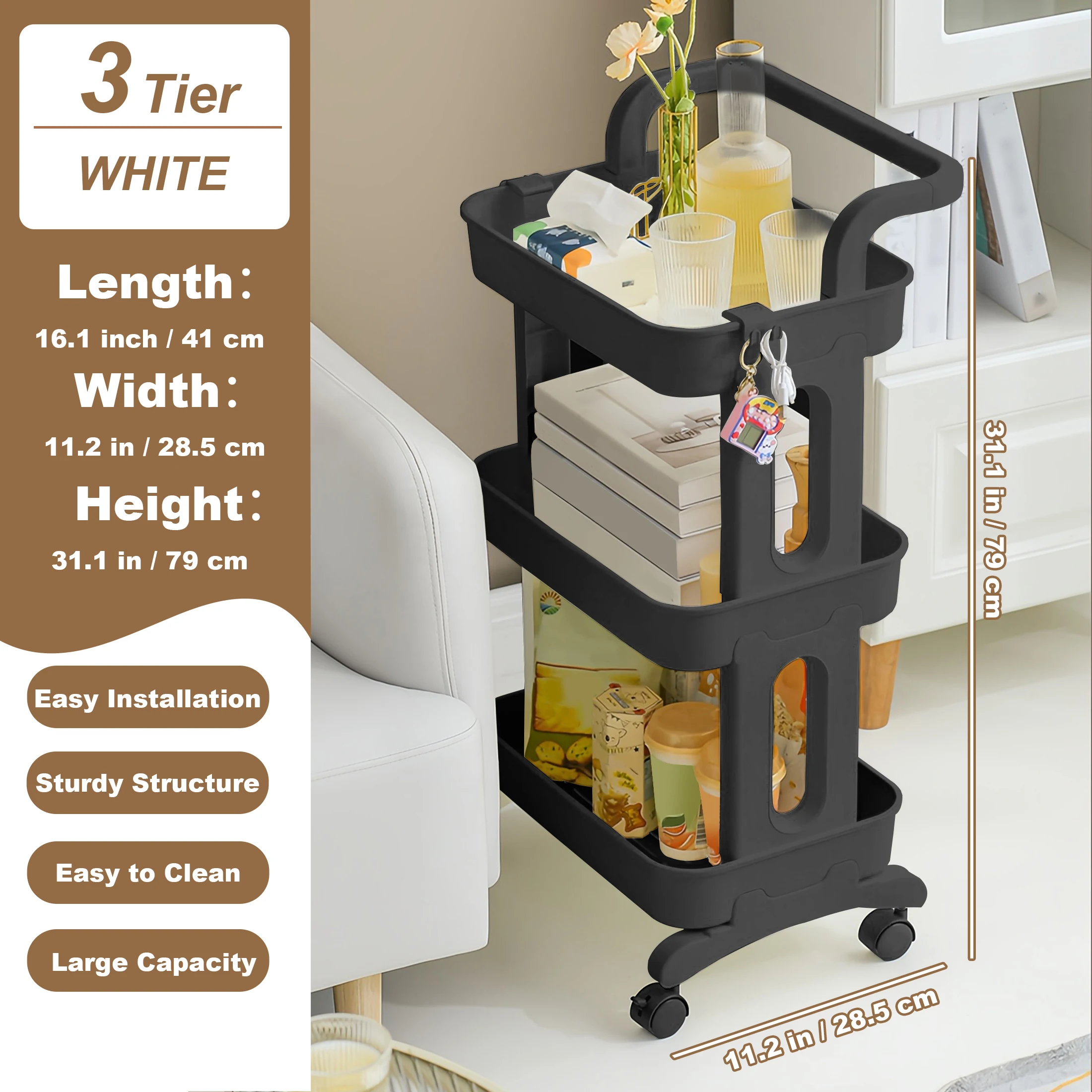 

Household Multi-layer Small Cart Storage Rack Floor To Floor Kitchen Bedroom Bathroom Storage Rack Storage Rack With Wheels