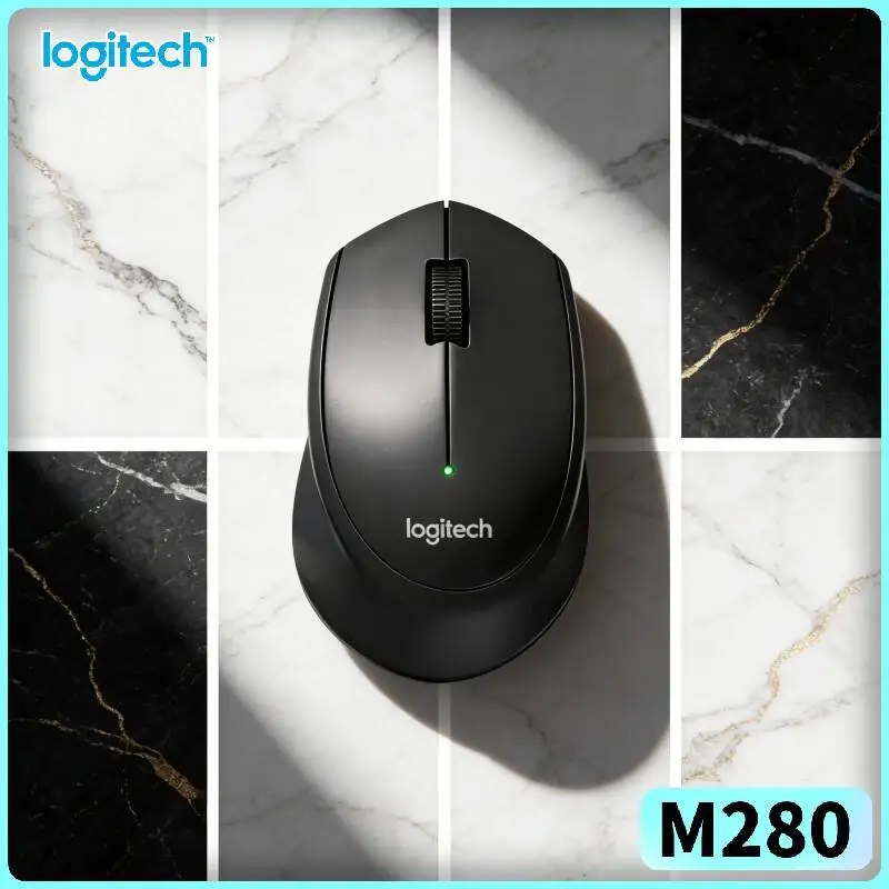 Logitech M280 Ergonomic Wireless Mouse Non-Slip Textured Pads 2.4GHz Nano Receiver 10m Distance for Office PC Linux Mac