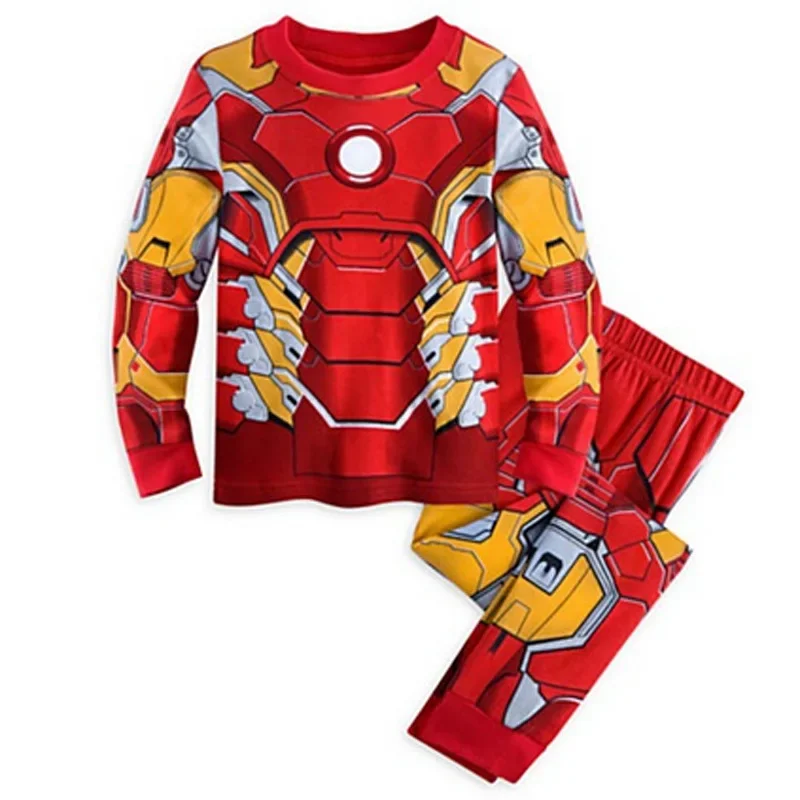 Pigiama da supereroe Avengers per bambini Spiderman Iron Man Abito da notte Ragazzi Bambini Manica lunga Costume natalizio Indumenti da notte ^ 0 * f
