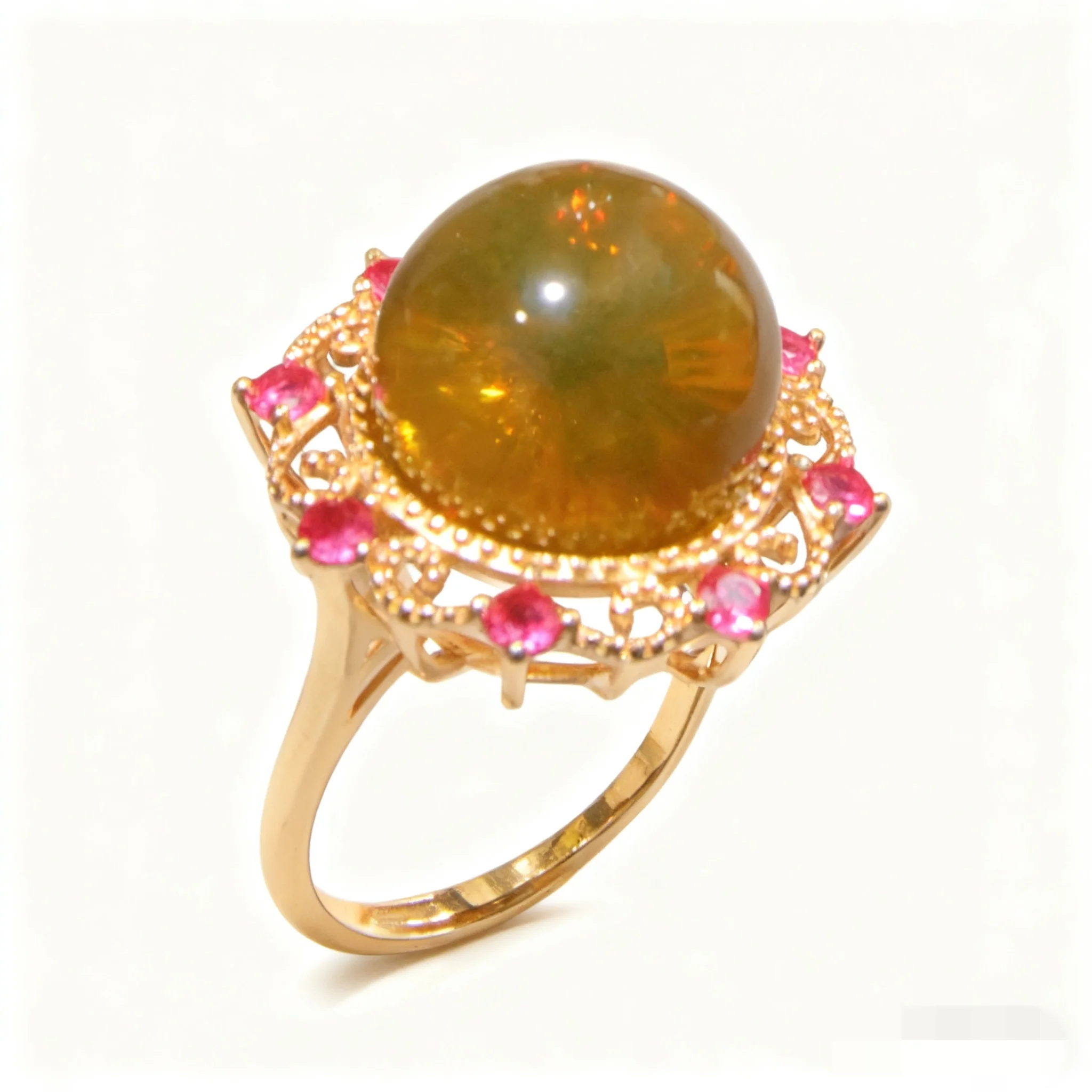 

Natural Mexican Blue Amber Sterling Silver Filigree Ring 14mm Round Bead Jewelry