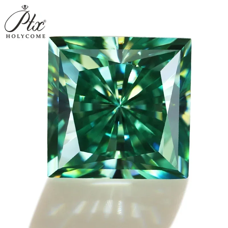 Moissanite Diamond Hot Sale  Princess  Loose Gemstones Green Crushed Ice Cut VVS1 Clarity Engagement Jewelry Making Charms