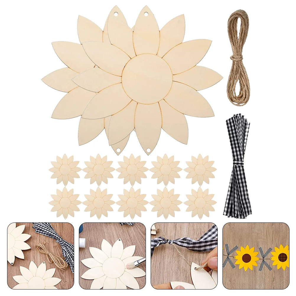 

Tree Slices Sunflower Decoration Cutout Crafts Graffiti Unpainted Cutouts Pendants Child