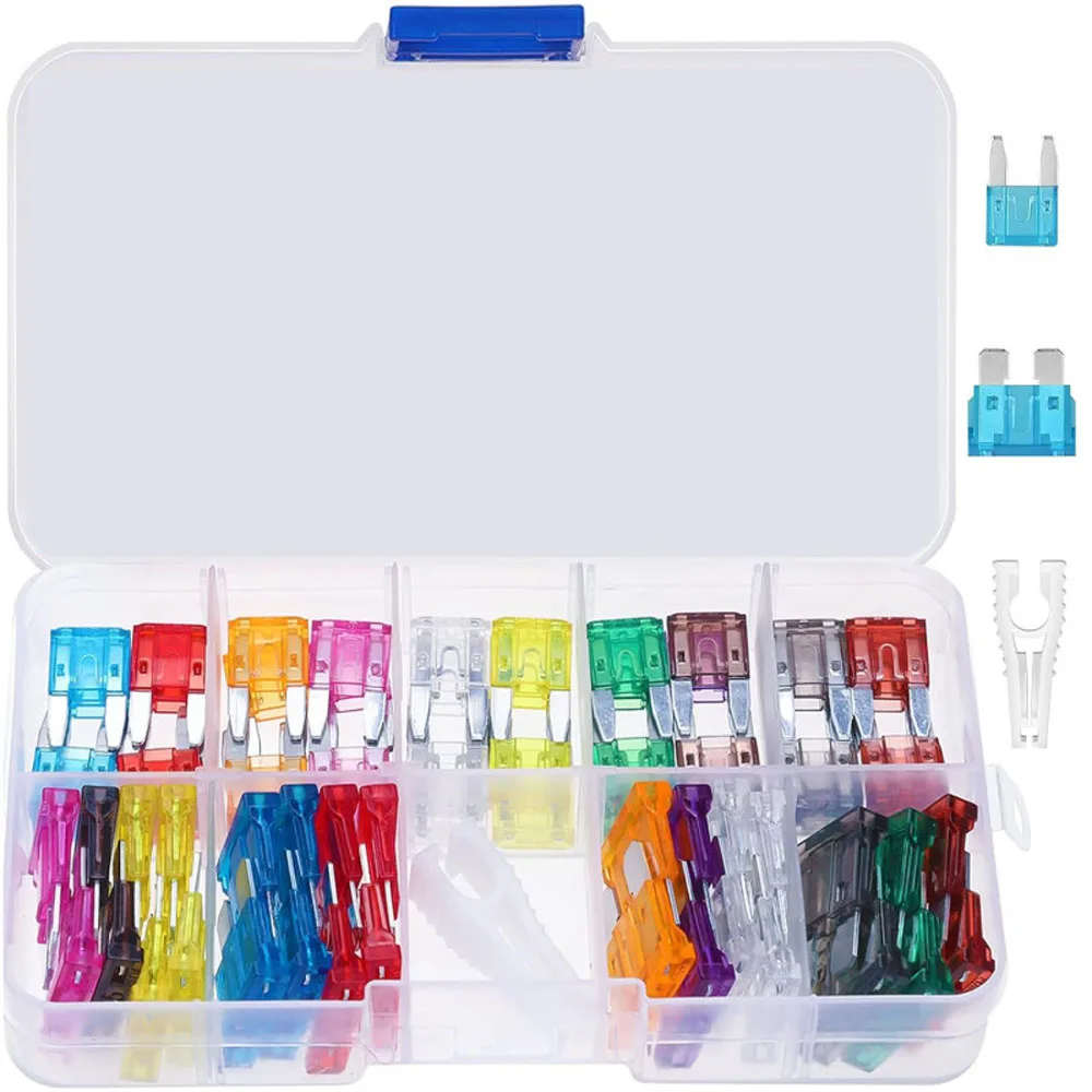 60Pcs Car Fuse Assortment Kit Replacement for Car/RV/Truck 30 Mini Blade Fuses Automotive 30 Standard Auto Fuses Fuse Puller