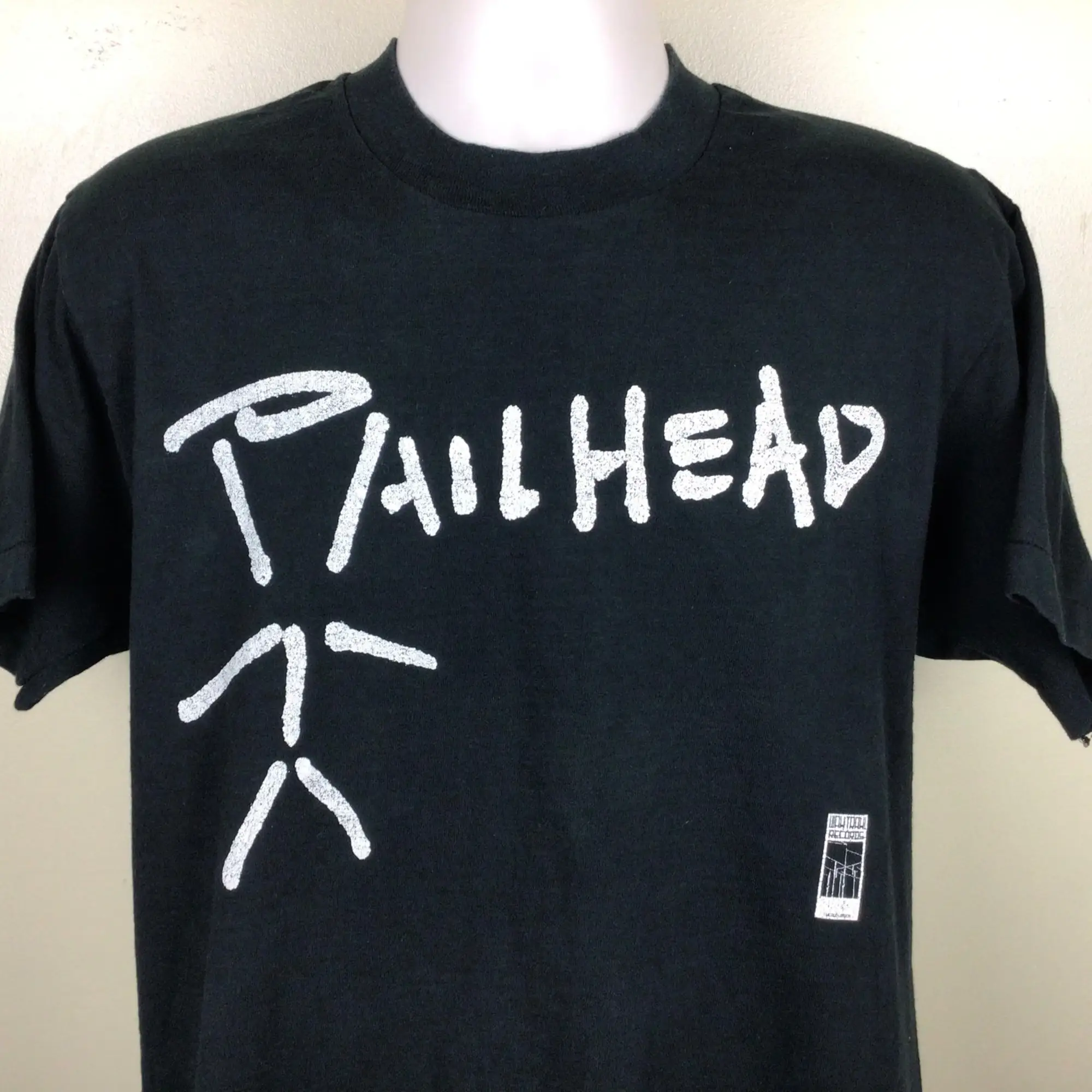 Vtg 80s 90s Pailhead TShirt Black L Wax Trax Records Ministry Ian MacKaye Minor Threat Fugazi Industrial Rock Punk Band