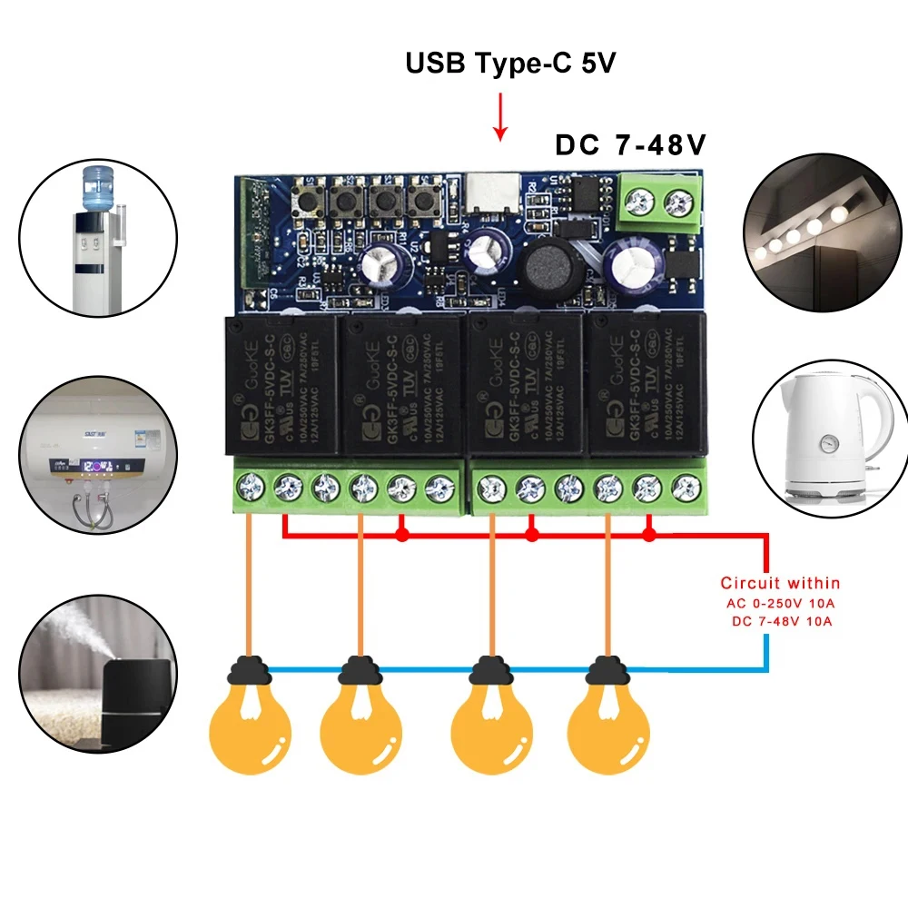 4CH Smart Wifi Switch Smart Relay Module DC 5V 12V 24V 48V Wireless Switch Timer Phone Remote Control For EWeLink Google Home