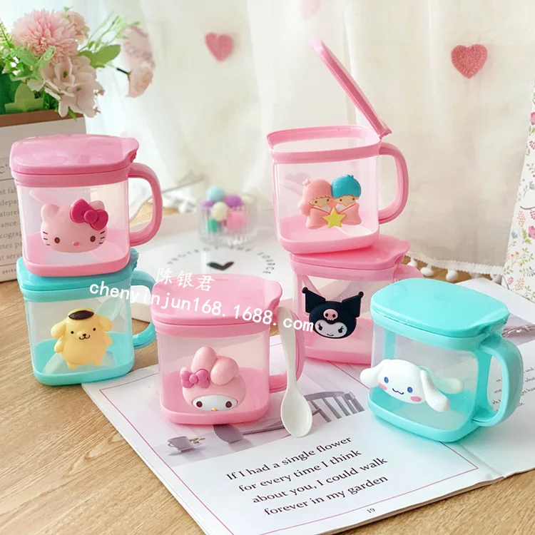 Sanrio Hello Kitty Cartoon Seasoning Box Kitchen Plastic Salt Jar Seasoning Box Seasoning Jar with Soup Spoon and Sugar Jar