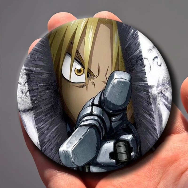 F-Fullmetal Alchemist Badge Edward Elric Brooches Anime Brotherhood Button Pin Daily Fashion