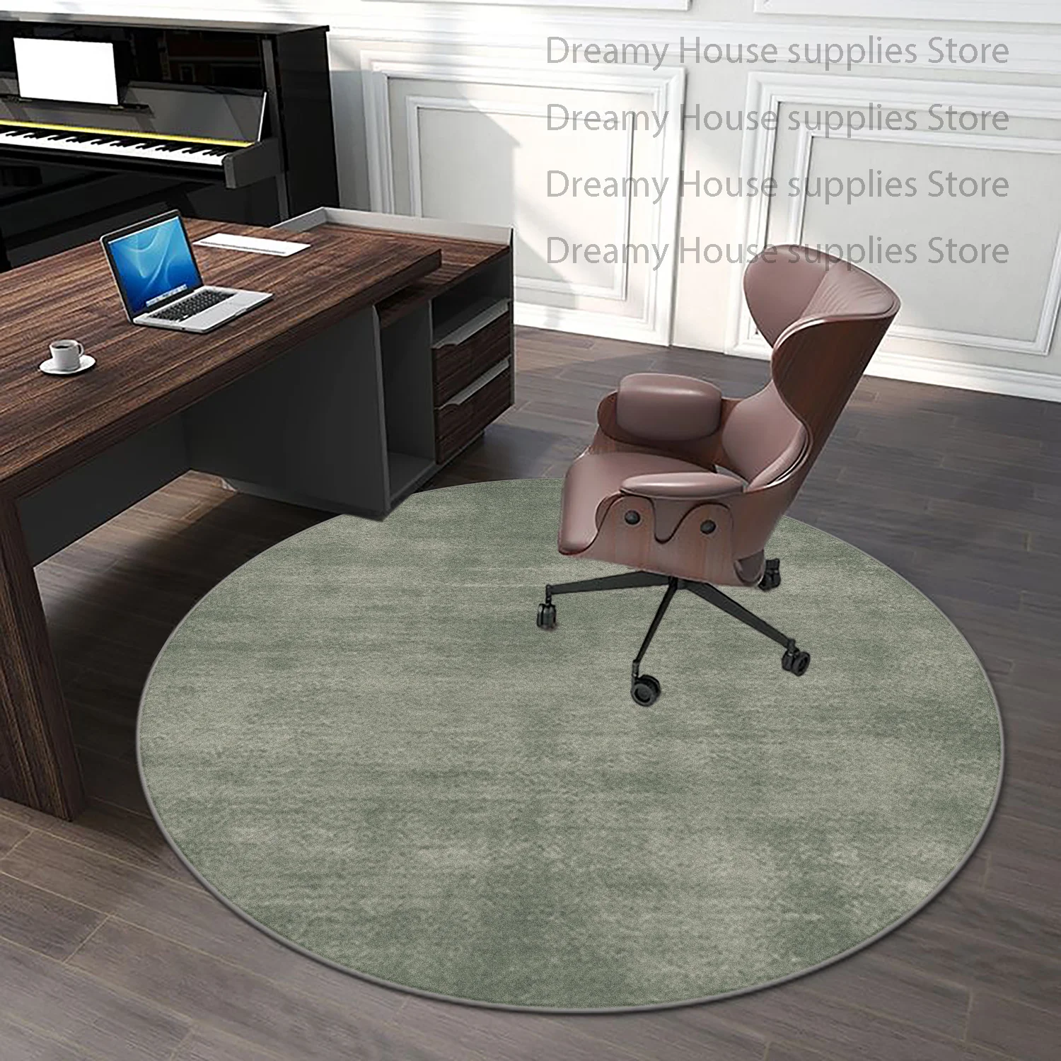 Ins Korean Style Office Chair Round Floor Carpet Non-slip Washable Living Room Bedroom Decor Mat Easy Clean Study Large Area Rug