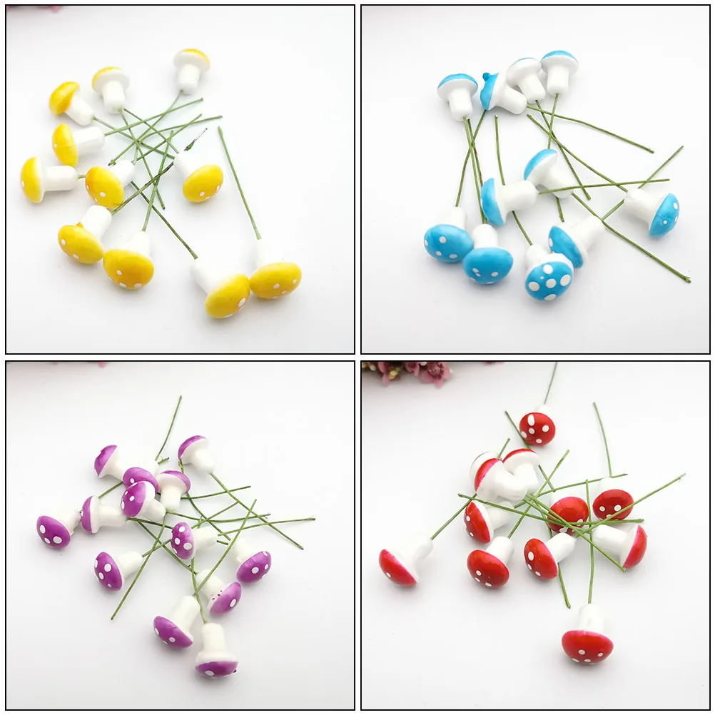 

100pcs Miniature Mushroom Foam Decor For Fairy Garden Artificial Colorful Mushrooms Simulation Garden Decor Kids