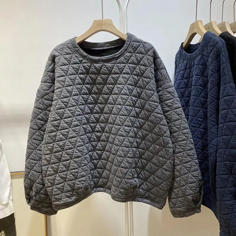 

2025 Rhombus Grid Thickened Pressed Cotton Sweater Autumn and Winter New Fashion Personality Thin Air Cotton Jacket Women