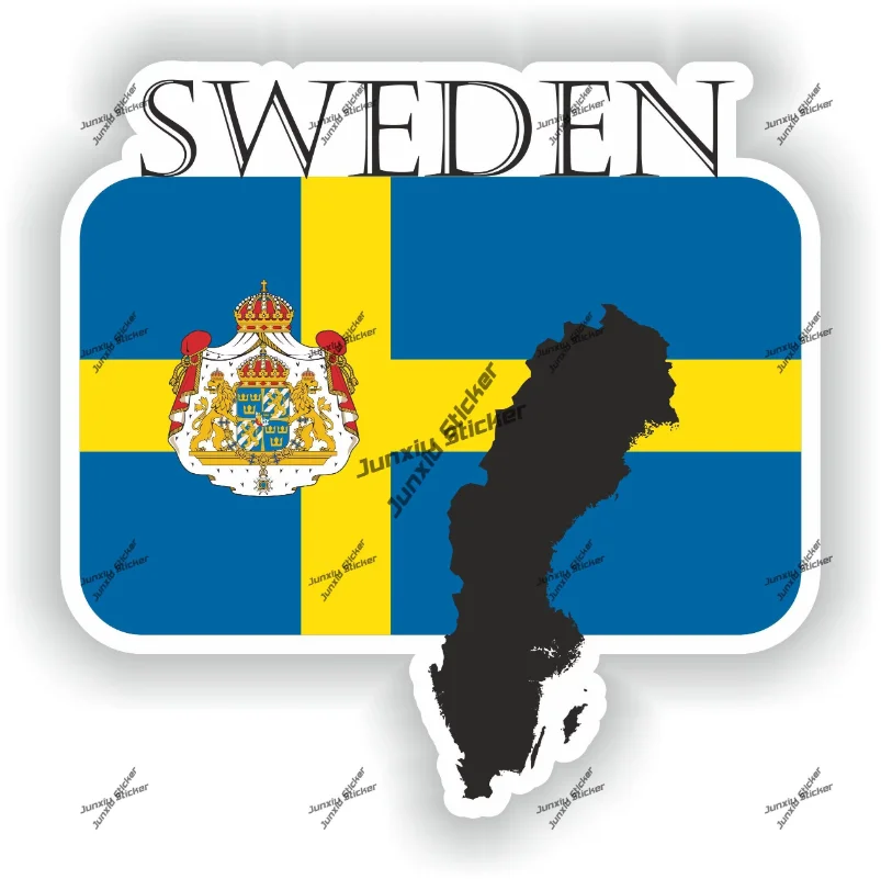 

Sweden Sticker Coat of Arms of Swedish Swedes Sweden Flag with Graphical Outline Waterproof Decal for SUV Window Car Accessories