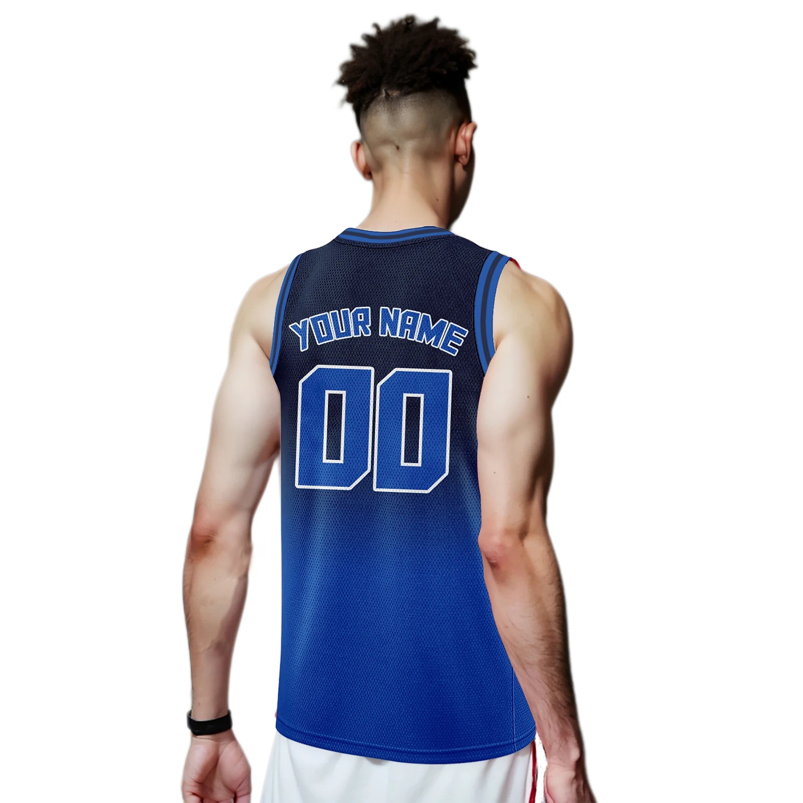 Custom Basketball Jersey Blue Gradient Personalized Printed Name Number Logo Team Shirt for Men Women Youth Kids Fans Gift