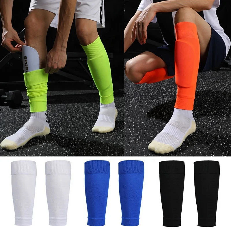 Hochwertige 3-Farben-Kompressions-Fußball- und Basketball-Beinmanschetten, Schienbeinschoner-Socken für Erwachsene und Kinder