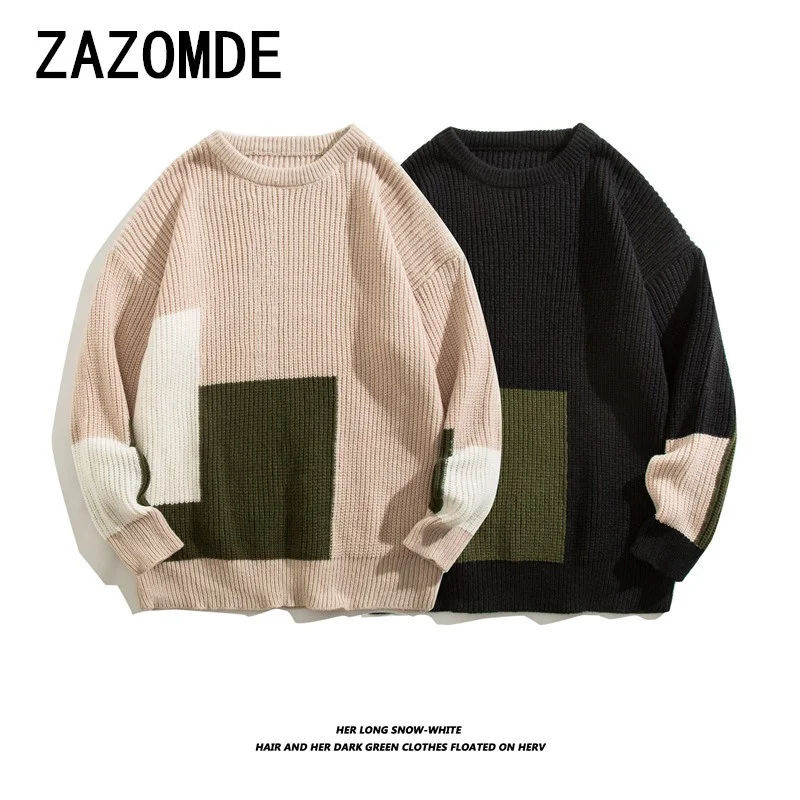 

ZAZOMDE Autumn Winter Vintage Thickened Sweater Men Casual Versatile Lazy O Neck Knitted Top Unique Base Layer Clothes Knitwear