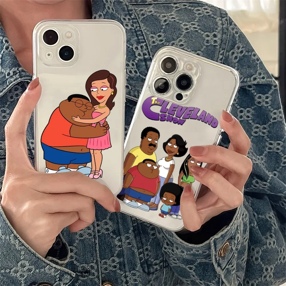 Cartoon Cleveland Show  Phone Case For iPhone 11 12 Mini 13 14 15 Pro XS Max X 8 Plus SE XR Transparent Shell