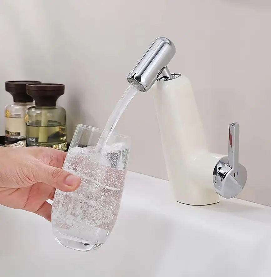 Solid Brass Basin Faucet, 360° Rotatable & Pull Out Design, Sleek Modern Design, Easy Installation Mixer Tap